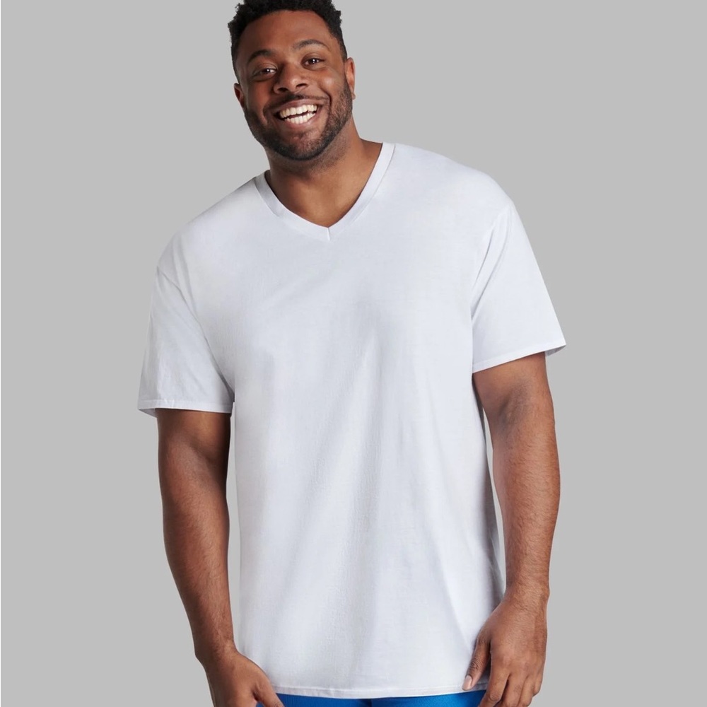 Fruit of the Loom Men's Big & Tall V-Neck Undershirt 6pk White New Sealed Packet